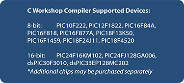 C Workshop Compiler Devices Supported