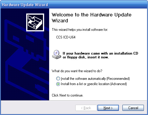 Windows XP - New Hardware Wizard